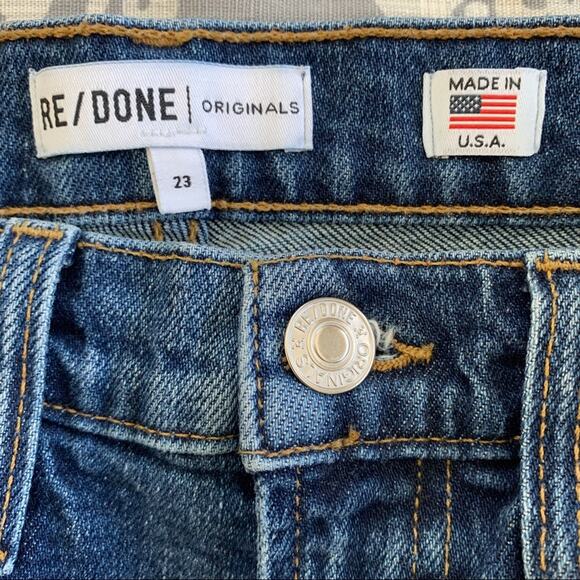 RE/DONE Mid-Rise Kick Flare Stretch Crop Jeans (Sz 23) Mid 70s Wash - Picture 10 of 13